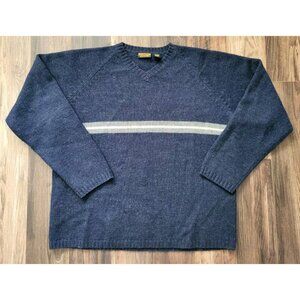 Oxford & Fulham Blue 100% Wool V Neck Sweater Sz XL Academia Preppy